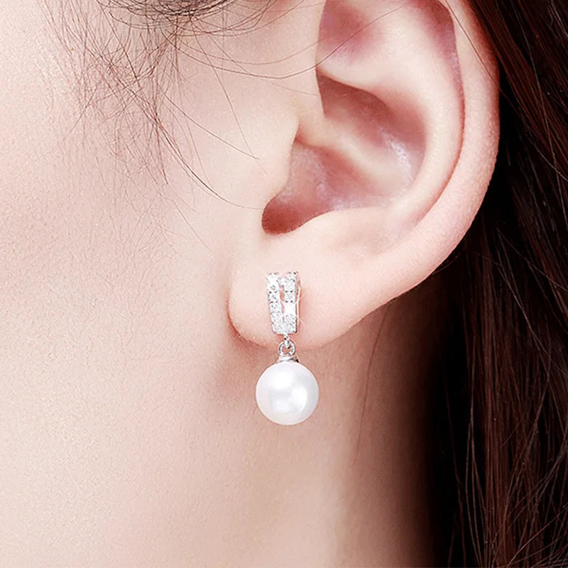 Elegant Fashion Imitation Pearl Zircon Drop Earrings for Women Temperament Ear Accessories Statement Jewelry pendientes mujer