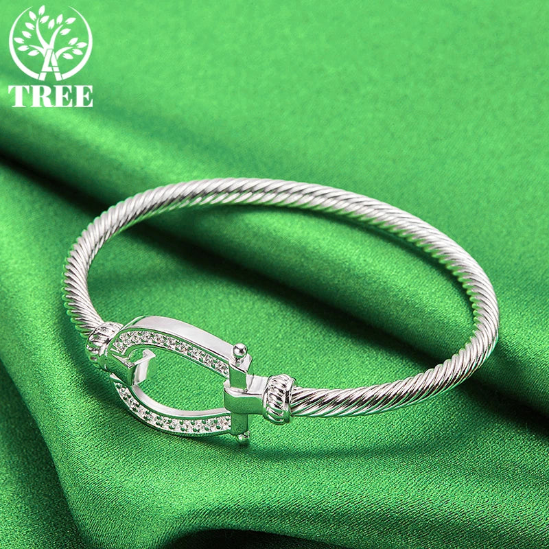 ALITREE 925 Sterling Silver Knotting Rope Bangles For Women Bangle Fashion Birthday Wedding Party Jewelry Lady Bracelets Gifts