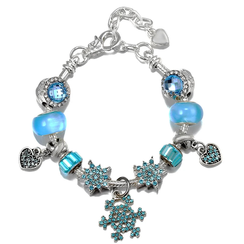 Online Hot Selling Charm Bracelets For Women With Blue Crystal Beads Star Hot-Air-Balloon Pendant DIY Bracelets Fashion Jewelry