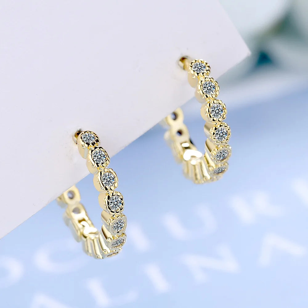 Hot Sale Simple 925 Sterling Silver Korean Emerald Small Hoop Earrings Temperament Exquisite Hot Sexy Jewelry Gift