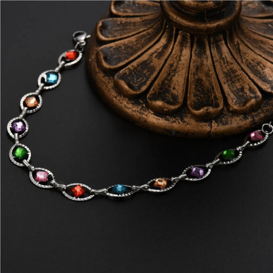 Hot y2k style 18K Gold Sterling Silver trend Colors crystal Bracelet for Women men Wedding Party 18+5cm Street Versatile Jewelry