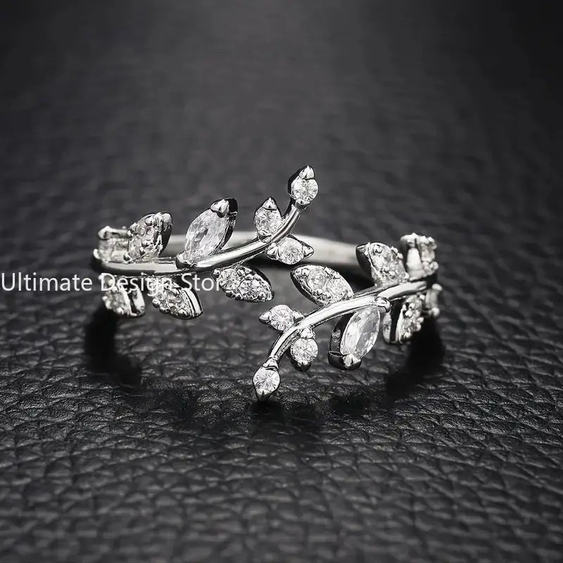 925 Sterling Silver Tree Branch Shape Ring Charm Sparkling Zirconia Rings Birthday Party Gift for Women Fine Jewelry Accessories