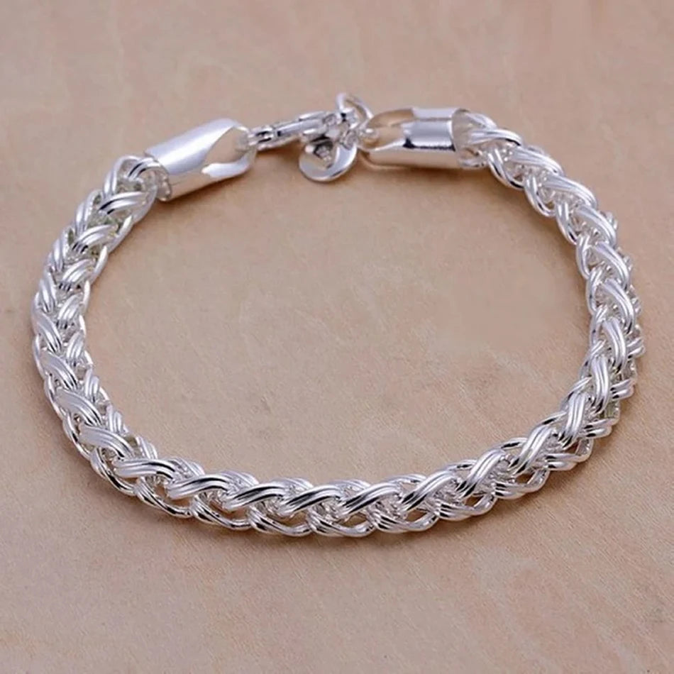 Wholesale 925 Sterling Silver Bracelets Jewelry chain women lady men 6mm 4MM high quality valentine gift beautiful factory price