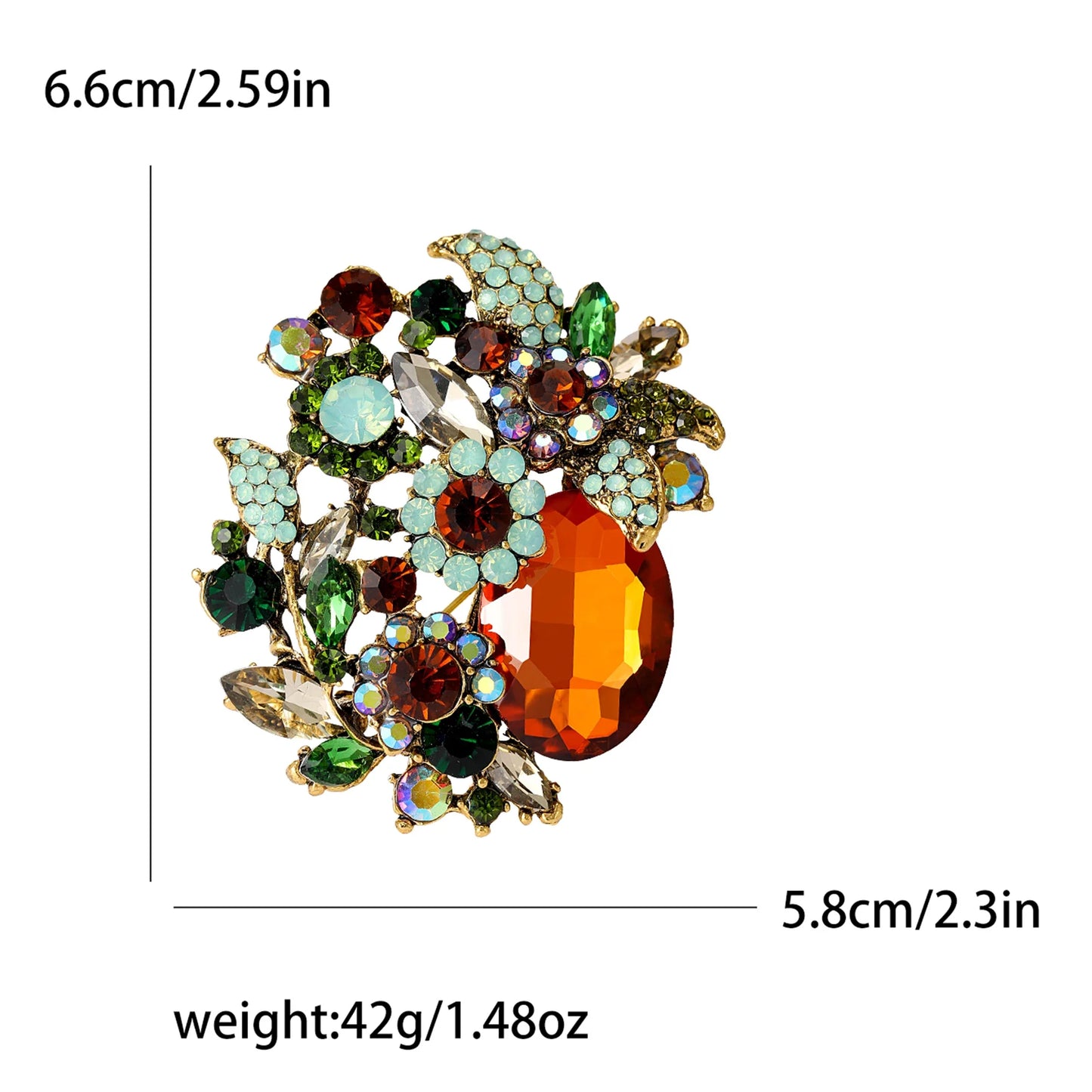 Crystal Large Glass Brooches for Women Unisex Rhinestone Pins Event Party Backpack Decoration Clothes Accessories