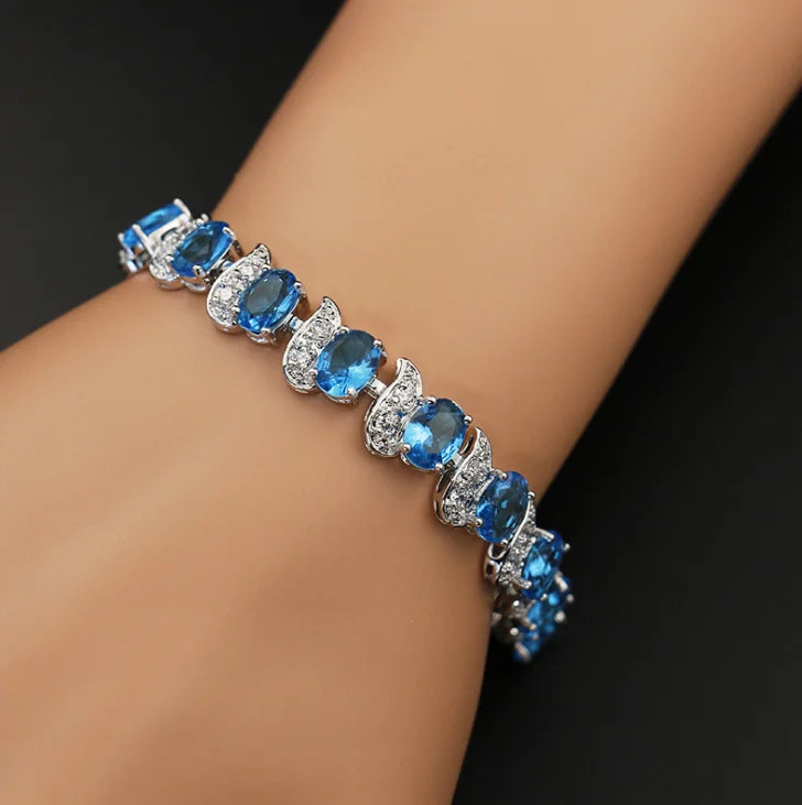 Exquisite Shining Rhinestone Zirconia Geometric Tennis Bracelet Women Fashion Trend Dinner Party Jewelry Girls Gift