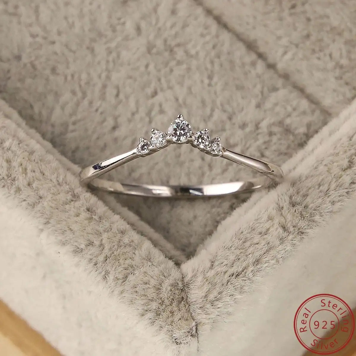 New 100% S925 Sterling Silver European and American Fashion Crown Diamond Ring Versatile Forest Style Women's Zircon Ring