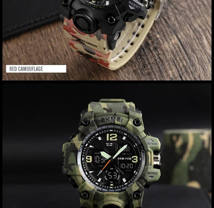 SKMEI 1155B  5Bar Waterproof Dual Display Wristwatches Relogio Masculino watch Sport Men Military Digital Watches Sport Watch