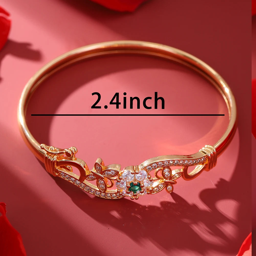 Women's Luxury Designer Butterfly Bangle Stainless Steel Flower Jewelry Cuff Bracelet Bangles for Lover Valentine's Day Gift