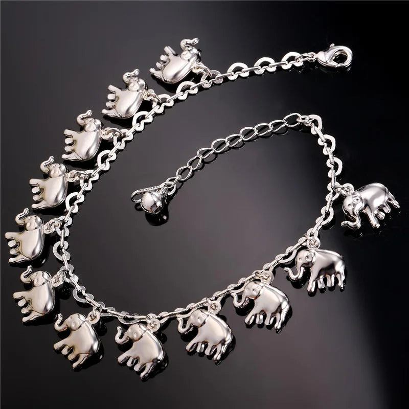 ChainsPro Anklet Summer Jewelry Foot Bracelet Silver Color Little Elephant Anklet Bracelets For Women Bracelet Cheville