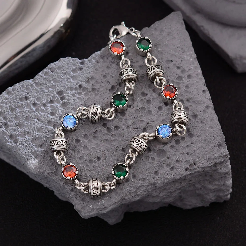 New Arrival Trendy Colorful Crystal 925 Sterling Silver Female Bracelet Wholesale Jewelry For Women Birthday Gifts