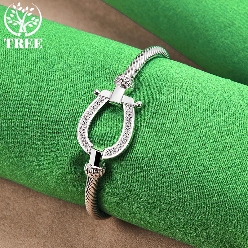 ALITREE 925 Sterling Silver Knotting Rope Bangles For Women Bangle Fashion Birthday Wedding Party Jewelry Lady Bracelets Gifts