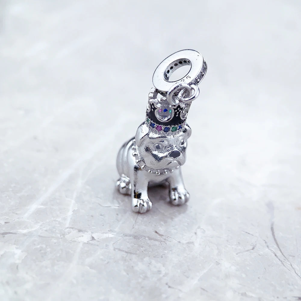 Fashion Bulldog With Crown Pendant Charm 925 Sterling Silver Fine Jewelry King Of Dogs Cute Gift For Women Men