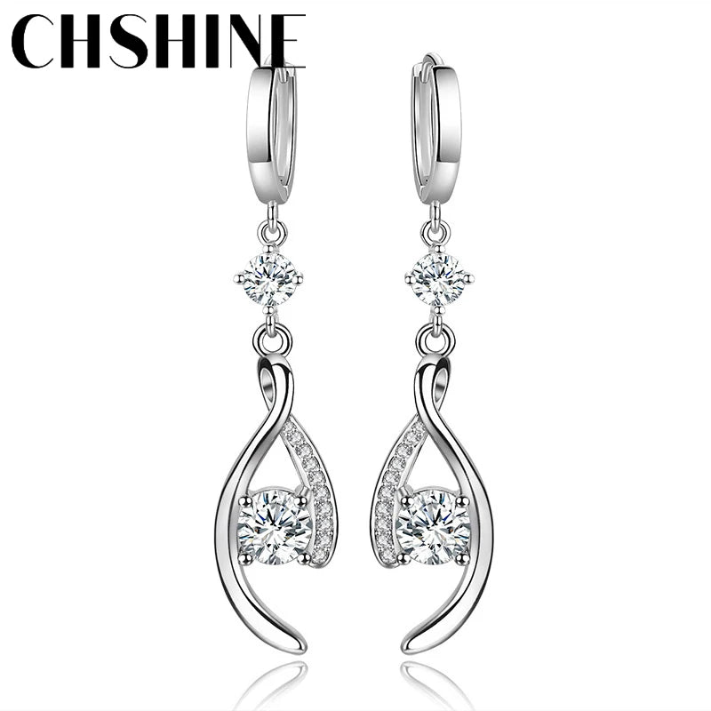 CHSHINE 925 Sterling Silver Love Interweave Blue AAA Zircon Earrings for Women's Wedding Gifts Fashion Jewelry