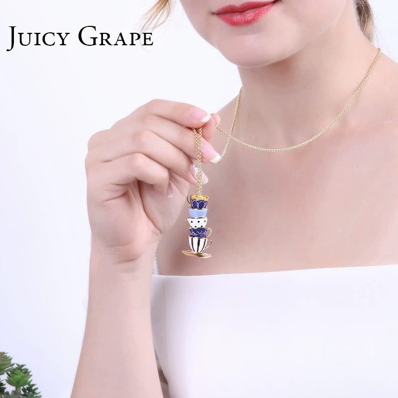 Juicy Grape Female Teapot Pendant Sweater Chain