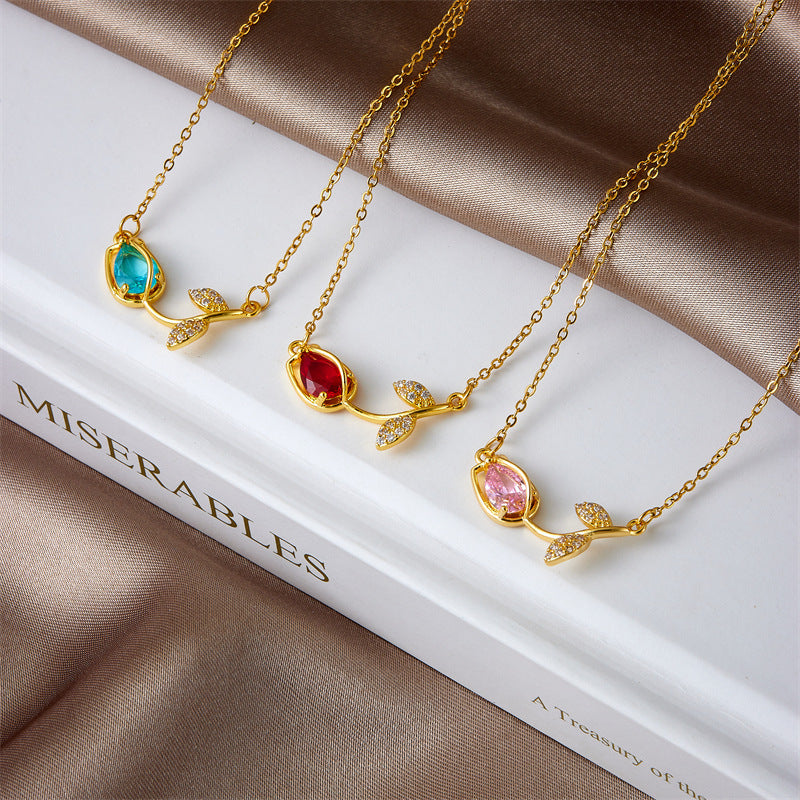 Tulip Flower Necklace For Women