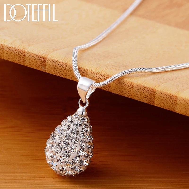 18 Inch Water Drop Pendant Full AAA Zircon Necklace For Women Fashion Wedding Party Charm Jewelry