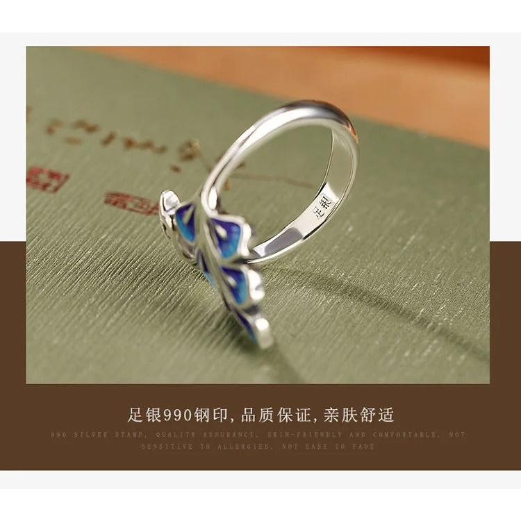 925 Sterling Silver Blue Peacock Wedding Rings For Women Engagement Wedding Fine Jewelry Jewellery Women Wholesale